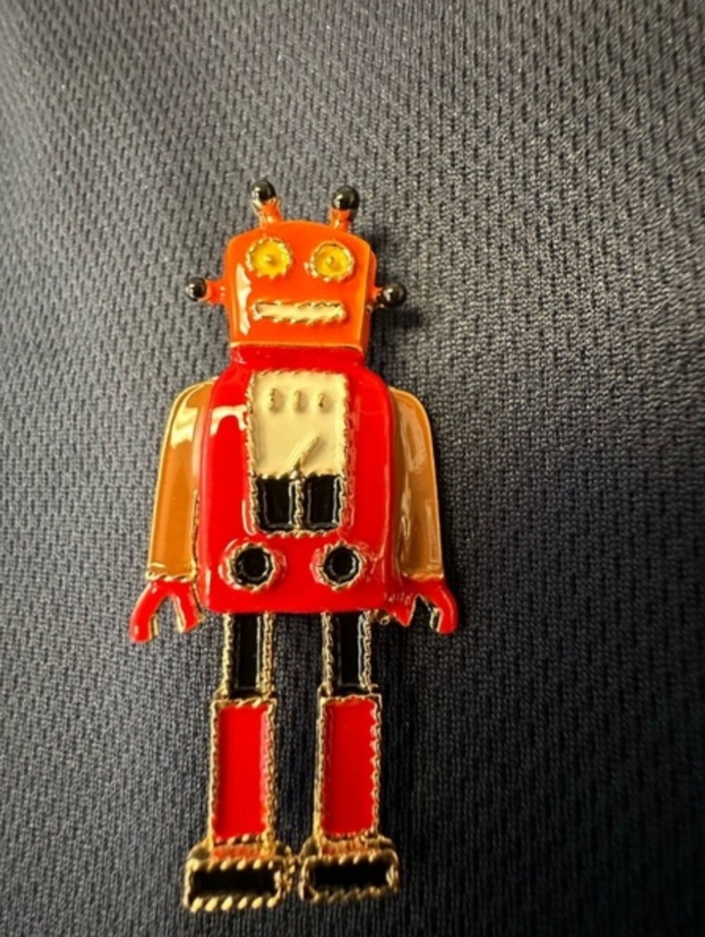 Red Robot Enamel Brooch
